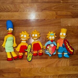 Vtg The Simpsons Family Dolls Burger King Toys 1990 Lisa, Bart, Maggie, Marge